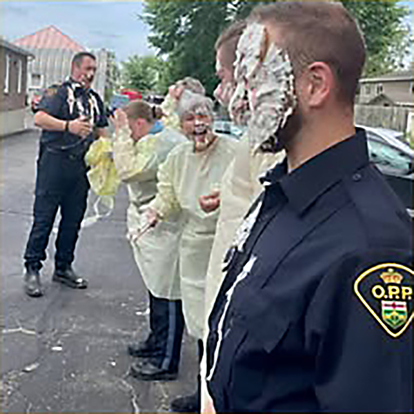 Grenville OPP Detachment members received pies in the face in support of local Salvation Army services