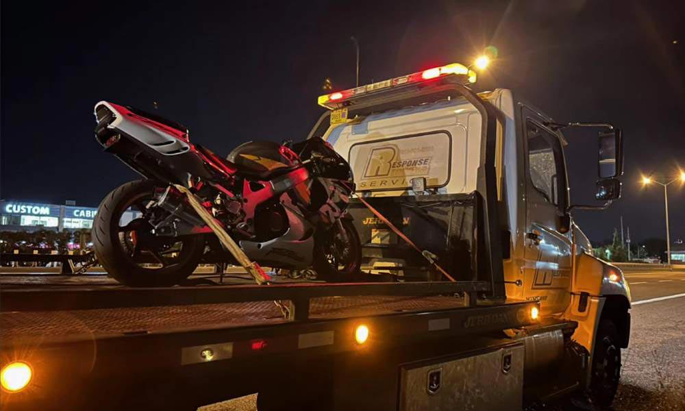 Motorcycle on Tow Truck