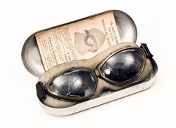 Provincial Constable Russell Lemon's motorcycle goggles, damaged in the crash that ended his life in 1934