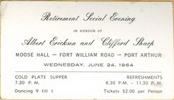 Invite to Sharp's 1964 retirement dinner