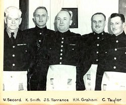 Graham (second from right) with fellow Masons W. Secord, K. Smith,  J.S. Torrance, and C. Taylor (2002.8.15)