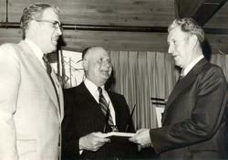 Future Commissioner J.L. Erskine, Commissioner Graham and Lorne MacGillivray, Superintendent of District 8 (Peterborough) (2010.65.8) 